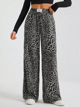 Full Size Leopard Print Wide Leg Pants Plus Size - photo produit 3 - VELZAR