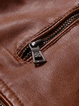 Men's Plus Size Zip Up Leather Moto Jacket - photo produit 5 - VELZAR