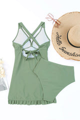 Tie Back Sleeveless Swim Dress and Bottoms Set - photo produit 5 - VELZAR