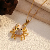 18K Gold-Plated Crab Pendant Necklace with rhinestones, perfect bijoux for femme fashion.