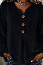 Full Size Velvet Button Decor Blouse with Ruffled Cuffs Plus Size - photo produit 9 - VELZAR