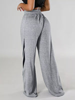 Plus Size Striped Contrast Wide Leg Pants - photo produit 2 - VELZAR
