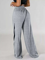 Plus Size Striped Contrast Wide Leg Pants - photo produit 2 - VELZAR