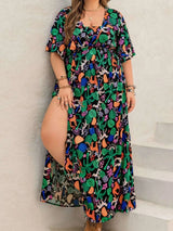 Plus Size Printed Maxi Split Dress - photo produit 4 - VELZAR