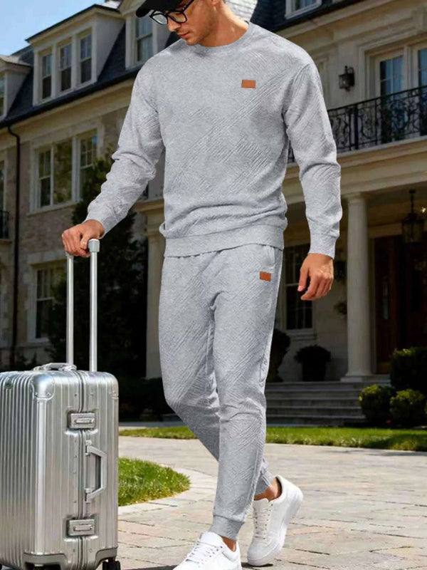 Men's Full Size Casual Textured Top and Pants Set Plus Size - photo produit 1 - VELZAR