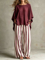 Ensemble Haut Uni et Pantalon Grande Taille - photo produit 3 - VELZAR