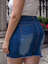 Plus Size Pearl Embellished Denim Skirt - photo produit 4 - VELZAR