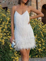 Robe Courte Sequins et Franges de Plumes Grande Taille - photo produit 3 - VELZAR
