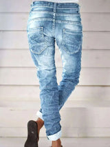 Full Size Washed Button-Fly Jeans Plus Size - photo produit 3 - VELZAR