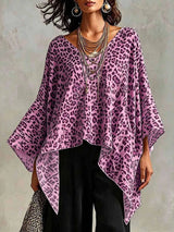 Full Size Leopard Print Asymmetrical Hem Top Plus Size - photo produit 5 - VELZAR