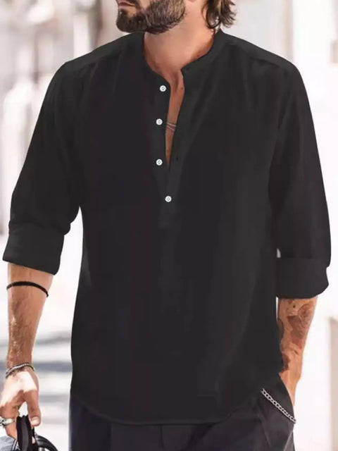 Chemise Manches Longues Détail Boutonné Grande Taille Homme - photo produit 1 - VELZAR