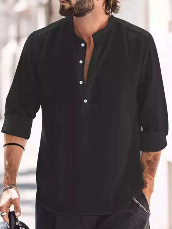 Chemise Manches Longues Détail Boutonné Grande Taille Homme - photo produit 1 - VELZAR