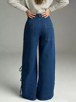 Lace-Up Wide Leg Jeans - photo produit 8 - VELZAR