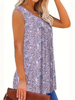 Débardeur Imprimé Floral Détail Boutonné Grande Taille - photo produit 10 - VELZAR