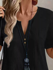 Blouse Femme Col Tailleur Manches Courtes - vue 2
