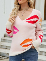 Pull Col en V Lèvres Colorées - photo produit 2 - VELZAR