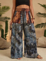 Full Size Tie-Dye Wide Leg Casual Pants Plus Size - photo produit 4 - VELZAR