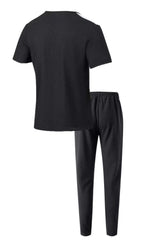 Men's Full Size Lace-Up Front Top and Pants Casual Set Plus Size - photo produit 4 - VELZAR