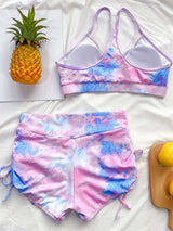 Tie-Dye Spaghetti Strap Top and Drawstring Shorts Swim Set - photo produit 3 - VELZAR