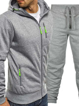 Men's Plus Size Zip Up Hooded Top and Pants Set - photo produit 3 - VELZAR