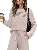 Full Size Long Sleeve Round Neck Top and Pants Set Plus Size - photo produit 14 - VELZAR