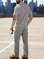 Men's Full Size Casual Button Detail Top and Pants Set Plus Size - photo produit 10 - VELZAR