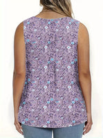 Débardeur Imprimé Floral Détail Boutonné Grande Taille - photo produit 11 - VELZAR
