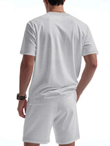 Men's Full Size Round Neck Short Sleeve Top and Shorts Set Plus Size - photo produit 6 - VELZAR