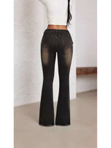 Belted High Waist Flare Jeans - photo produit 6 - VELZAR