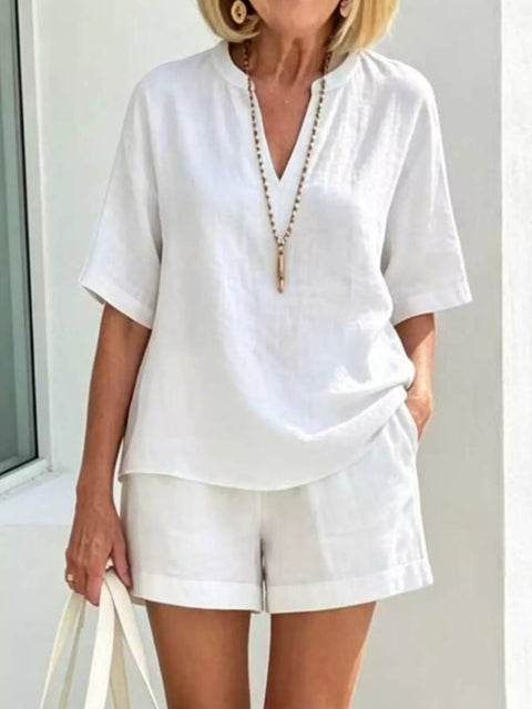 Full Size Half Sleeve Top and Shorts Set Plus Size - photo produit 1 - VELZAR