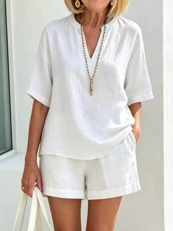 Full Size Half Sleeve Top and Shorts Set Plus Size - photo produit 1 - VELZAR