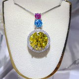 11.5 Carat Moissanite 925 Sterling Silver Necklace featuring colorful gemstones.