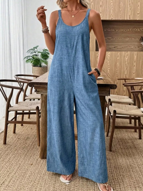 Spaghetti Strap Wide Leg Jumpsuit - photo produit 1 - VELZAR