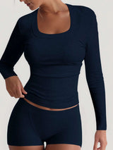 Ensemble Haut Col Carré Manches Longues et Short - photo produit 4 - VELZAR