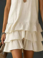 Robe Sans Manches Col en V Ourlet Volanté Grande Taille - photo produit 11 - VELZAR