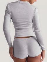 Ensemble Haut Col Carré Manches Longues et Short - photo produit 3 - VELZAR