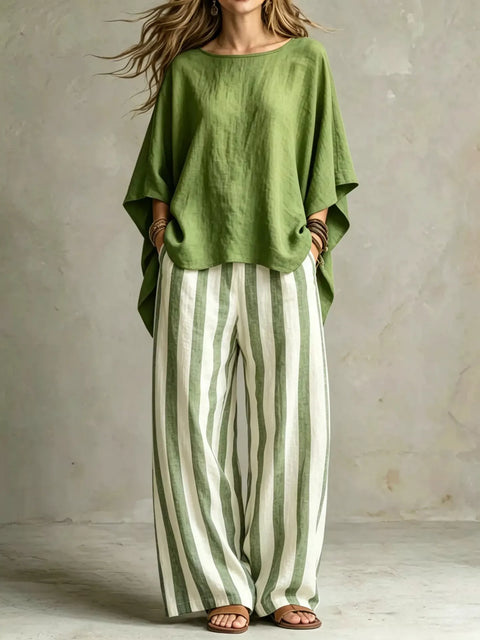 Ensemble Haut Uni et Pantalon Grande Taille - photo produit 1 - VELZAR