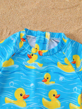 Children's Duck Print Short Sleeve Swimsuit - photo produit 2 - VELZAR