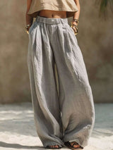 Full Size Elastic Waistband Wide Leg Pants Plus Size - photo produit 4 - VELZAR
